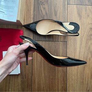 Christian Louboutin Black Patent Slingback Heels